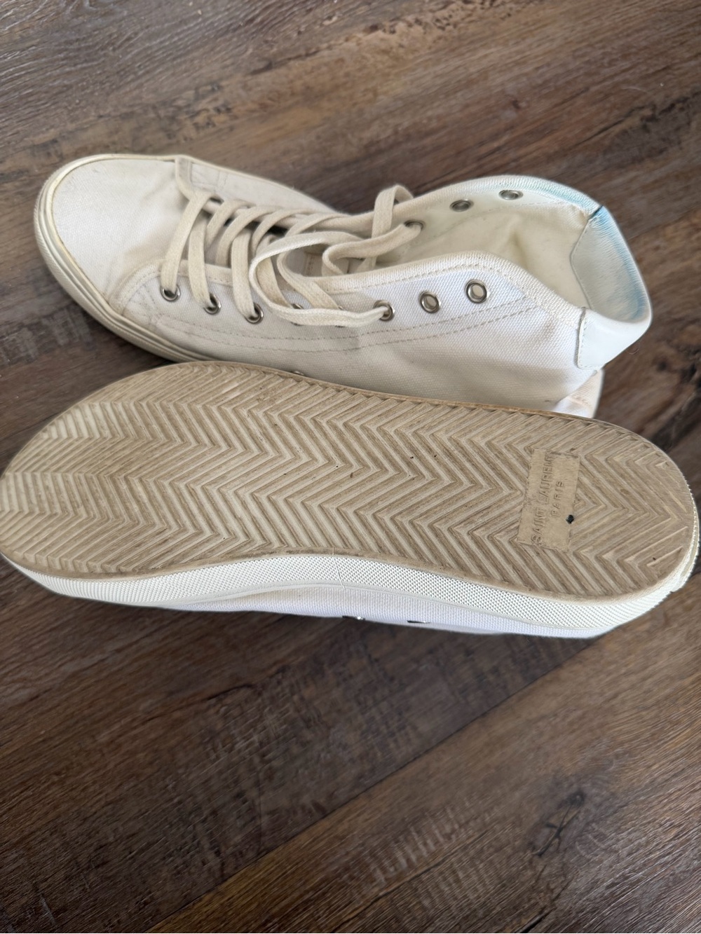 Saint Laurent White Canvas High-Top Sneakers - Picture 7 of 7